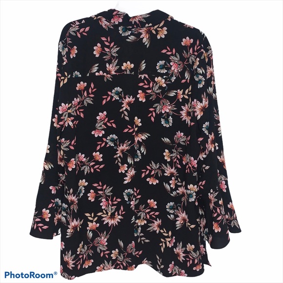 RAFAELLA 1X button down semi sheer floral top - Picture 3 of 7